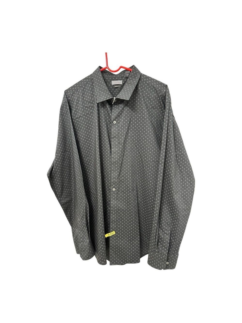 Van Heusen Men's Dress Shirt Slim Fit Flex Collar Black with White Diamonds